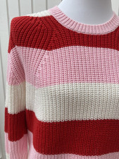 MARC O’POLO DENIM Damen Strick Pullover Pulli gestreift weiß rosa rot XS S M