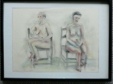 Frauenakt, Akt Bild, "Zwei mal Akt" Orig. , Signatur, bekannter Maler! Einmalig!