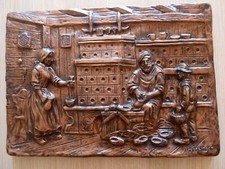 Dekobild Reliefbild H. Wenzinger "Schuster" Kupferfarben Epoxidharz Handarbeit
