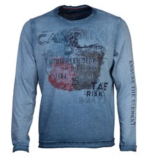 Camp David Langarmshirt im Vintage Look mit Prints blue grey CG2207-3775-21