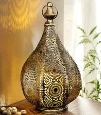 Laterne Windlicht Kerzenhalter Orient Marrakesch mit Led Kerze Timer Set Deko Ne
