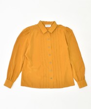 Selligmann Damen-Smokingshirt Bluse UK 14 groß gelb Polyester Vintage B103