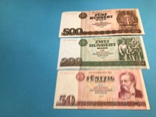 Sammlung ORIGINAL DDR MARK Scheine 500,200,50 Mark