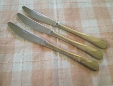 3 Amefa Dinner Messer Swirl Design auf Griff Mirror Finish VGC