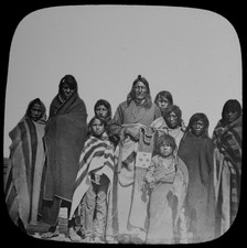 HAHNENFUSS UND FAMILIE SIKSIKA CHIEF KANADA C1888 FOTO magische Laterne Folie