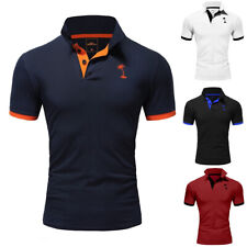 Herren Poloshirt Kontrast Kragen Polo Kurzarm Hemd Polohemd T-Shirt NEU