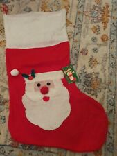 Vintage Weihnachtsmann Gesicht großer roter Strumpf - Neu - 85cm - Dekoration 