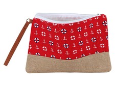 Kosmetik Tasche Mritim rot blau weiss Maße ca. 26x20cm