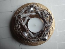 *** Deko Tablett - Kerzenhalter - Goldfarbener Teller - Keramik - siehe Fotos *