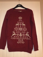Fat Face rot Weihnachtsbaum Pullover Größe 6 sehr guter Zustand 