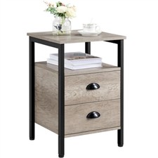 Nachttisch Beistelltisch Nachtschrank kommde mit 2 Schubladen und Ablage grau 
