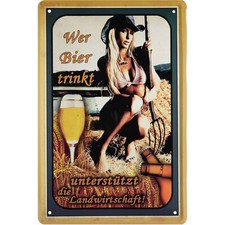 Bier trinken für Landwirtschaft Blechschild Schild gewölbt 20 x 30 cm JKM C0060