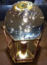 Lichtstreuung, Tisch-, Tischleuchte Dimmer Voll-Glaskugel - Gold Messing