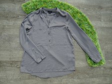 AMISU Damen Bluse Grau Tunika Gr. 34 Gr. XS Crinkle Business Hemdbluse