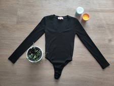?Damen? Body?Bodysuit Shirt Langarmbody Bodyshirt MiLLa Gr 34-36 XS-S Schwarz