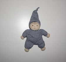 Sterntaler Puppe Wichtel ca. 20cm weiß blau gestreift Stoffpuppe wie NEU!