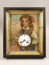 af15/9  alte Wanduhr mit  Augenwender    19. Jahrhundert