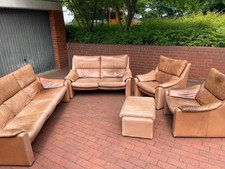 De Sede Dreisitzer Garnitur, Designersofa, Sessel Ledersofa, Ledercouch, desede