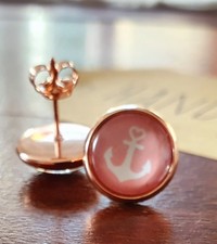  Ohrstecker Cabachon 10mm "Anker" rosegold 925☀️⚓  handmade maritim Ostsee