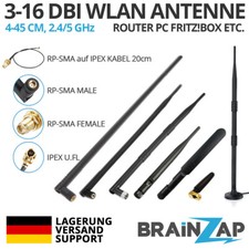 1-3x WLAN Antenne 3/9/12/16 dbi 4-45cm RP-SMA IPEX WiFi Antenne Router Fritz!Box