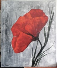 Mohn Blumen Acryl Gemälde Leinwandbilder groß gemalt Unikat Original Modern 
