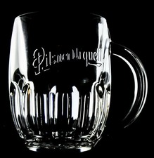 Pilsener Urquell Bierkrug, Bierglas, Seidel, Krug, 1 Pint "Tankard "Bodenrelief"