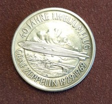 BRD Gedenkmedaille 40 Jahre 1. Weltumflug 1929 Graf Zeppelin Silber unc.