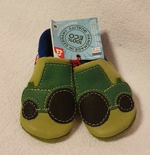 POLOLO Trecker Traktor grün Leder Krabbelschuhe Gr. 18 / 19 NEU 