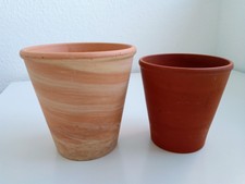 2er Set Über/Blumentöpfe aus Ton/Keramik 