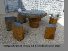 Edle Tisch Sitzgruppe aus massivem Naturstein Granit Basalt Figuren Skulpturen