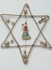 Christbaumschmuck Pentagram Stern Oblate Glas Tinsel Gablonz um 1930 Frau  Nr.46