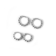 Creolen Kügelchen Muster echt Sterling Silber 925 Damen Ohrringe Kreolen