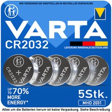 5 x Varta CR2032 CR-2032 Frische Batterien Knopfzellen Markenqualität MHD 2031