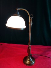 Vintage Tischlampe 68 cm  - schwerer Metallfuß Glasschirm höhenverstellbar