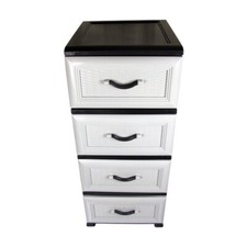 Hoffmanns Kommode in Rattanoptik Schubladenschrank 4 Schubladen Schrank Anrichte