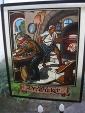 Fensterbild Handwerk Der Bäcker Glasbild Glas Bild Folie Metallrahmen mit Kette
