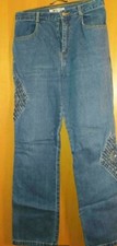 Jeans von YGCC, blau, Flechtung, Strass, Cutouts, Gr. 36