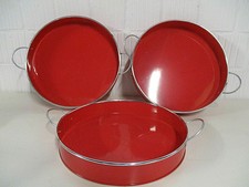 Deko 1 Set x 6 Zink Tablett rot Getränke Essen Obstschale Garten Wohnung Party