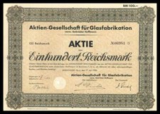 AG für Glasfabrikation vorm. Gebrüder Hoffmann - 100 RM 1930 - Konservengläser