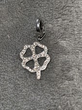 Original Fossil Charm Anhänger Blume Damen Silber Kleeblatt ? Swarovski Steine