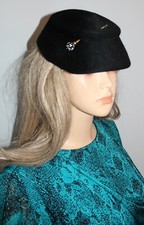 50er 60er 50s 60s Vintage PILLBOX HUT HUTNADEL 52 Wollfilz HAT Rockabilly VTG 