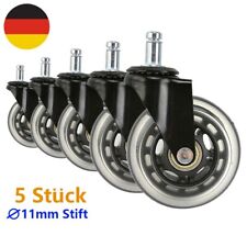 5 Stück Bürostuhlrollen Ø 11 mm Hartbodenrolle leise Stuhl Drehstuhl Ersatzrolle