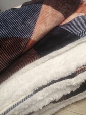 220 x 240 cm Karierte Sherpa Decke Fleecedecke Kuscheldecken, Dicke Sofadecke Co