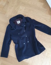 H&M Wollmantel 44/46 XL Dunkelblau kurz Mantel Jacke Marine 58cm Herbst Winter