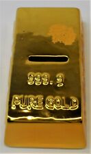 Keramik Deko Goldbarren Spardose Goldgelbes Sparschwein Sparbüchse abschließbar