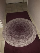 Teppich Baumwollteppich Bordeaux weiß Fleckerlteppich 120 cm neuwertig