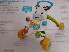 Fisher-Price DLD94 Zebra Lauflernhilfe Lauflernwagen mit Musik Lichtern AC9
