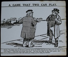 POLITISCHER CARTOON ""EIN SPIEL ZWEI KÖNNEN SPIELEN"" C1909 Magic Lantern Slide EDWARDIAN