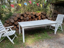 Tisch, Gartentisch Holz, massiv von IKEA, gebraucht, weiss, 1 x 2,05 Meter