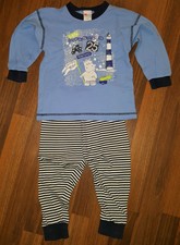 MAUZ Schlafanzug Zweiteiler Hose Gr 92 blau weiss zweiteilig Mädchen wie NEU